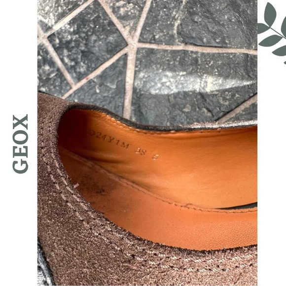 Geox Respira  Amphibiox Brown Leather/Suede Block Heel Mule Shoes Size 38 - Picture 5 of 12
